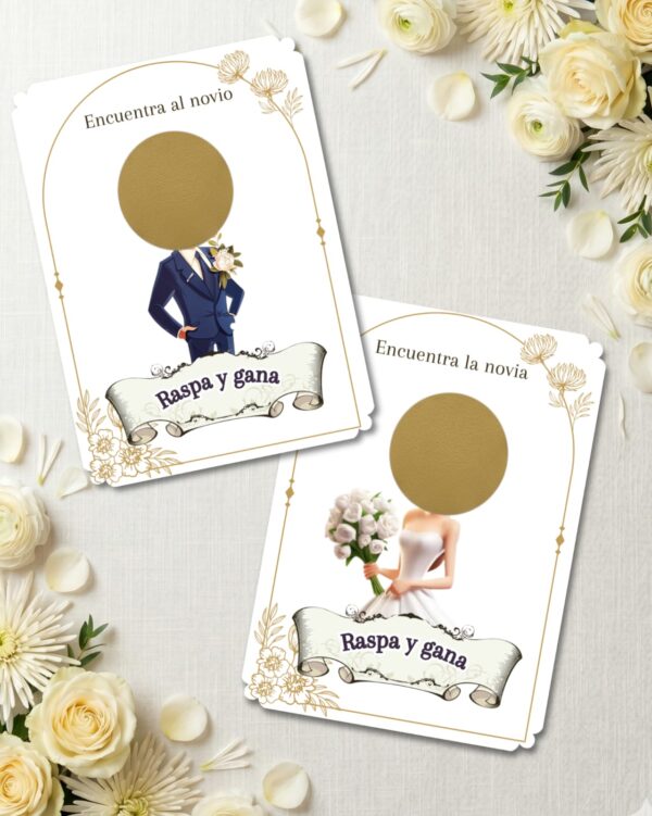 Tarjetas Raspa y Gana – Encuentra a la novia y al novio — foto 1